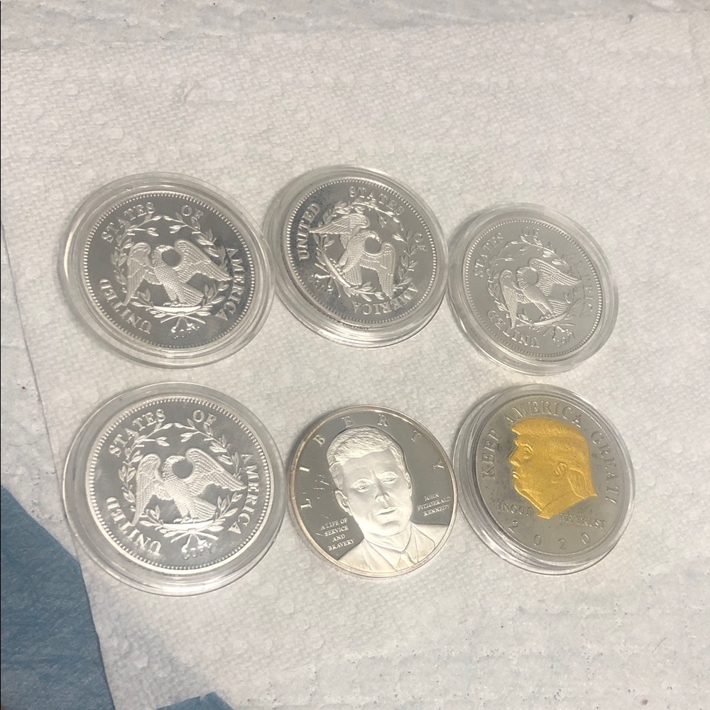 liberty Silver Tone Commemorative Coin with Star Motif